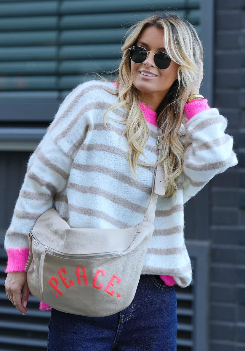 Knit Sweater Stripes - creme