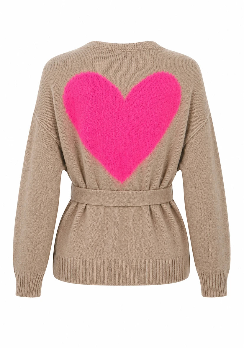 Pullover Cache Couer Hearts - camel