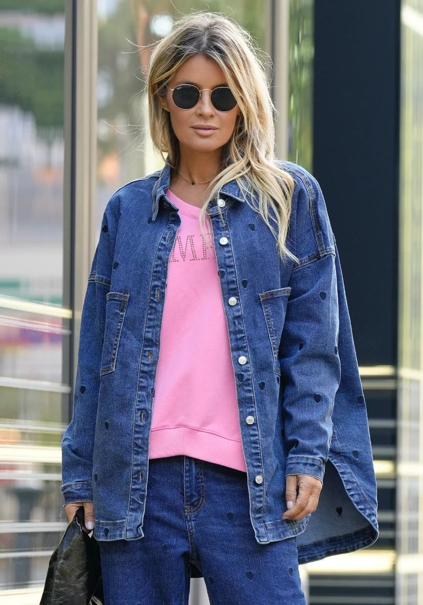 Jeans Bluse Hearts - blue