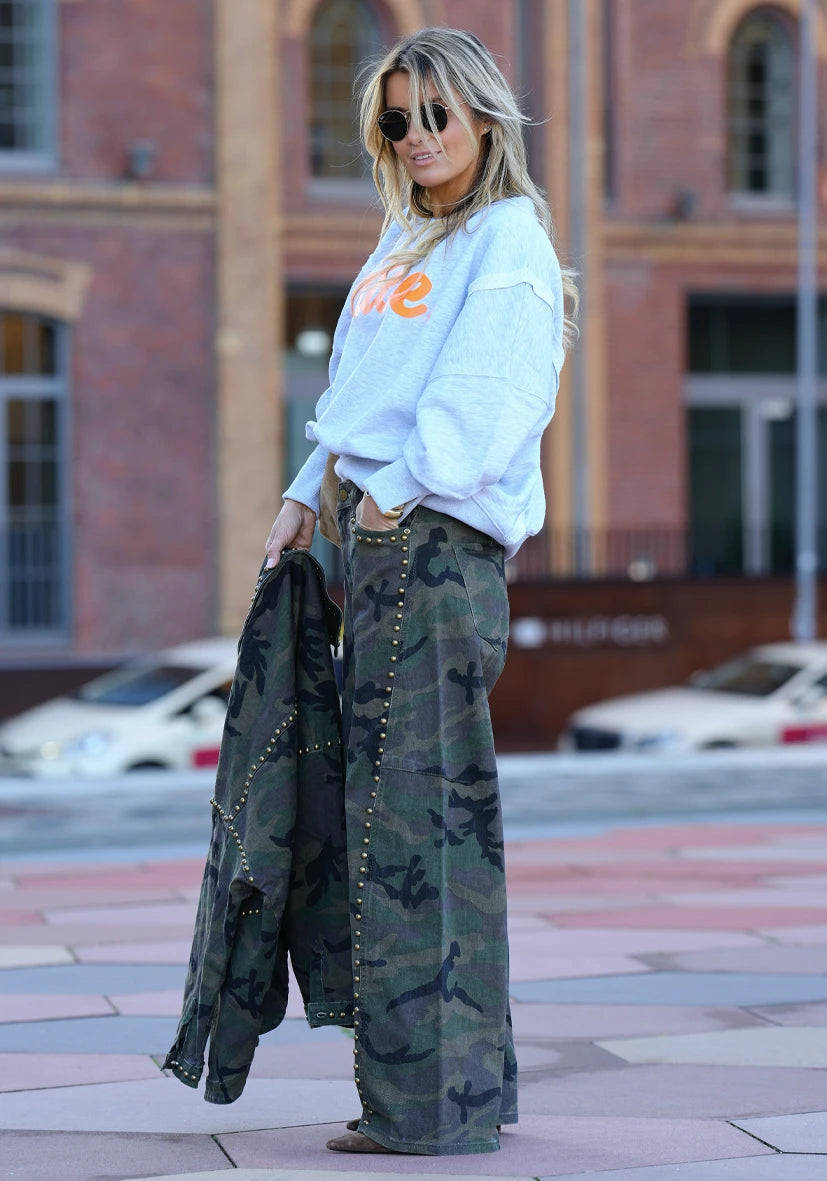 Ballon Jeans Camouflage Studs - green
