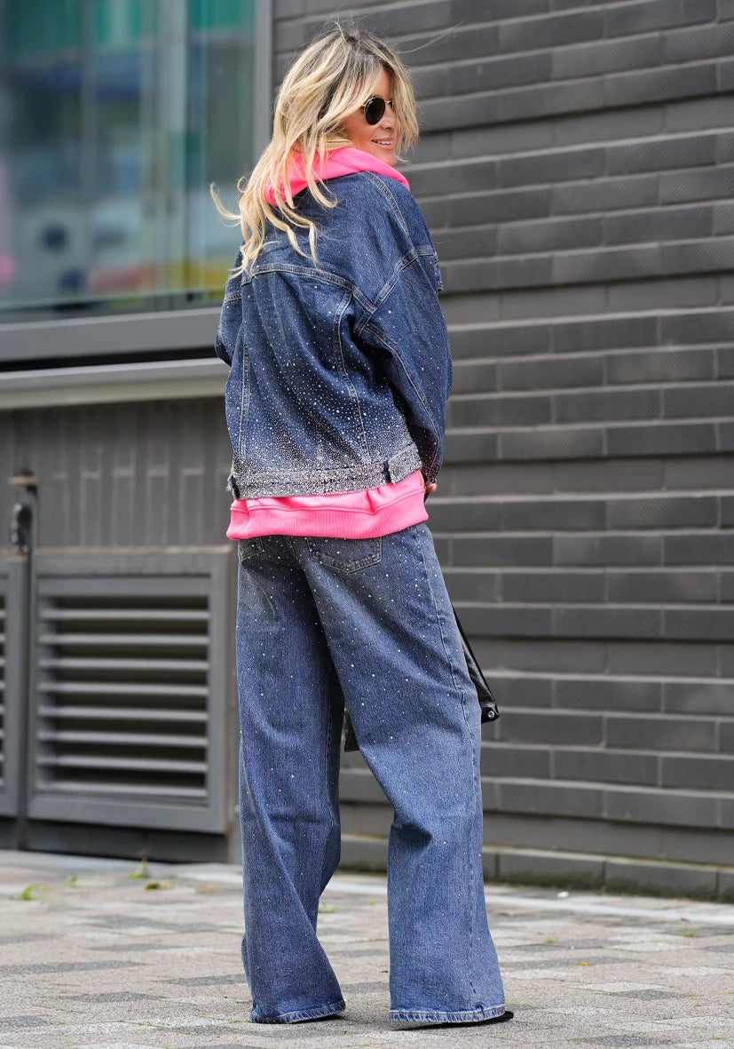 Jeans Straight Strass Rain