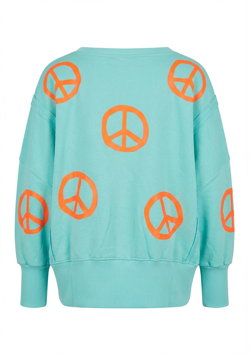 Roundneck Wide Peace Strass - türkis