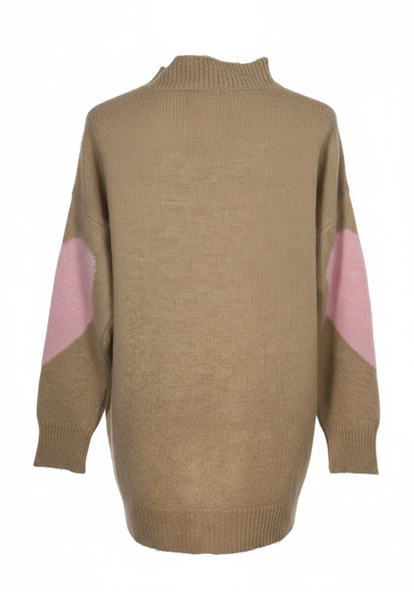 Knit Sweater Big Hearts - sand