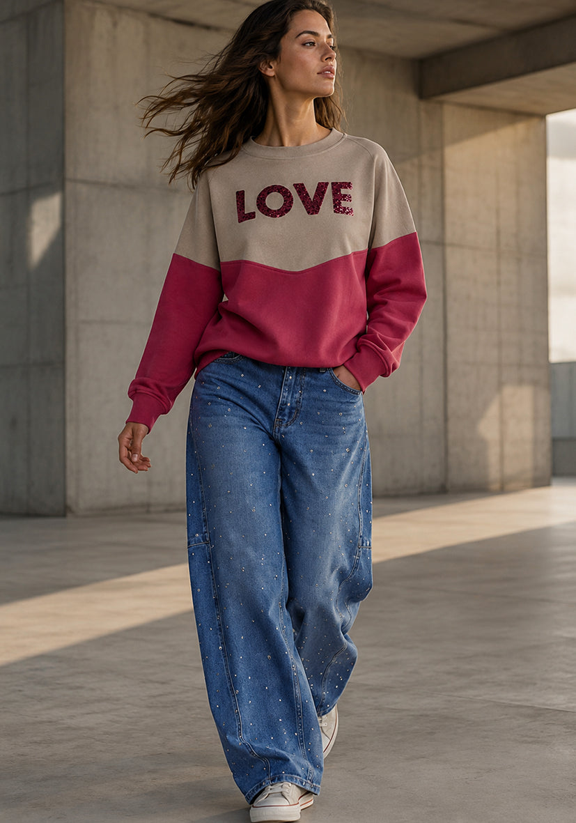 Roundneck Love - sand/berry