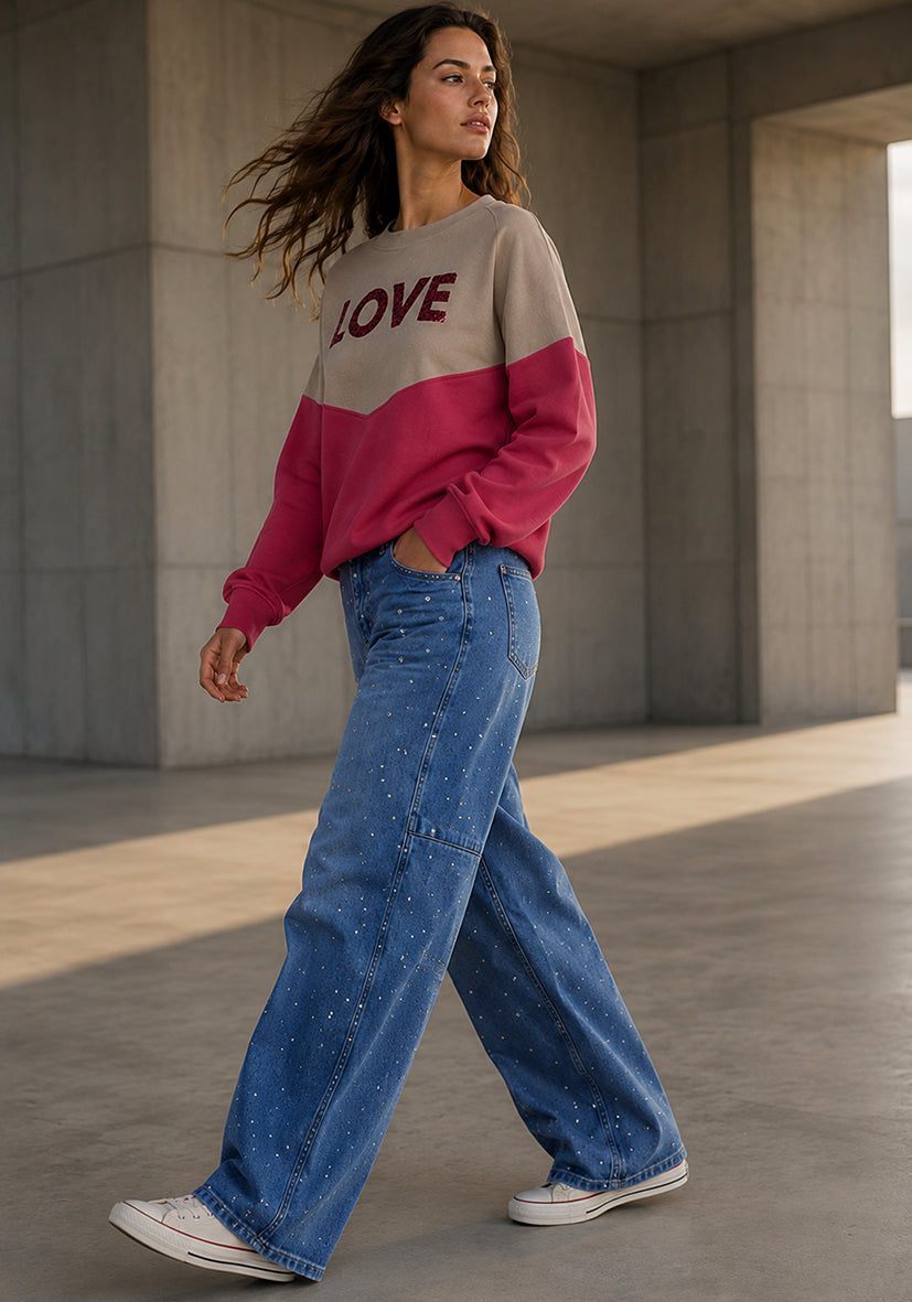Roundneck Love - sand/berry