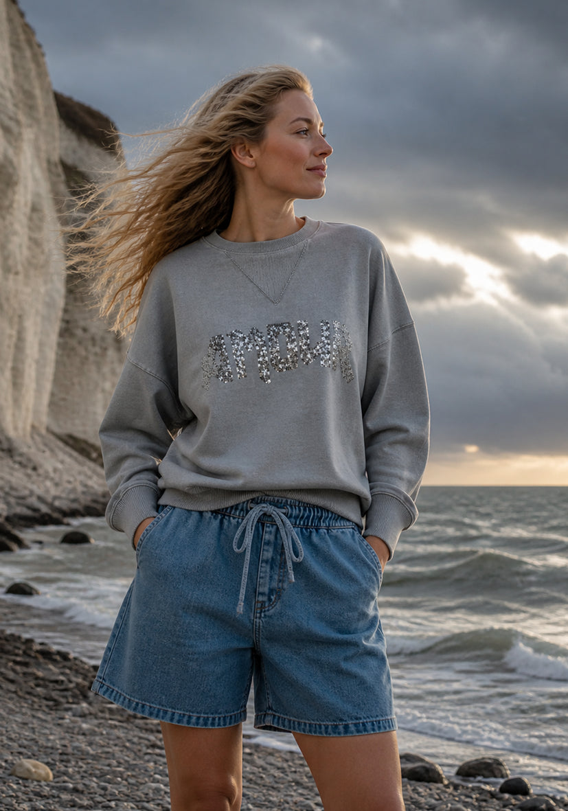 Roundneck Sparkling Amour - grey