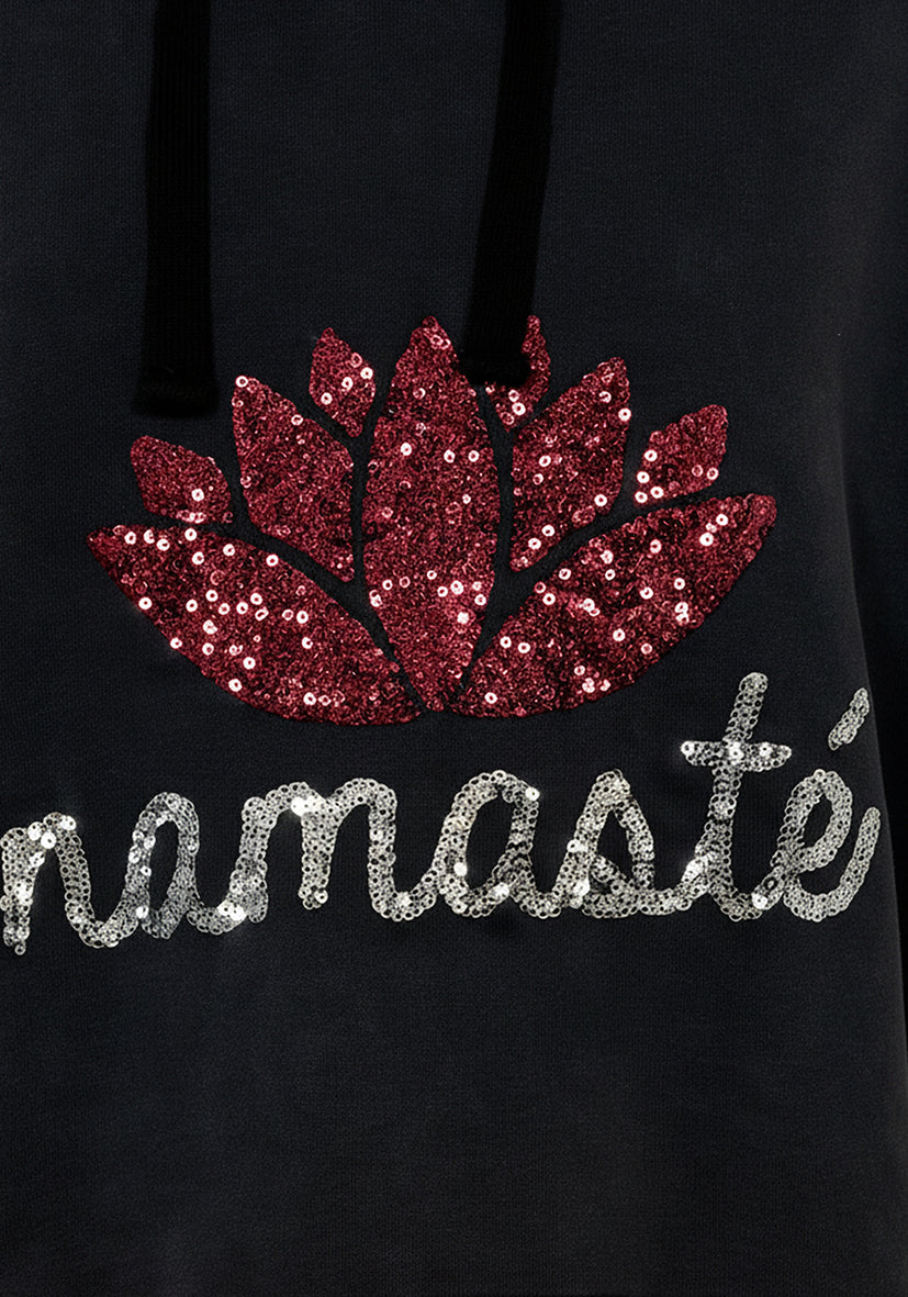 Hoodie Namasté Glitter - schwarz