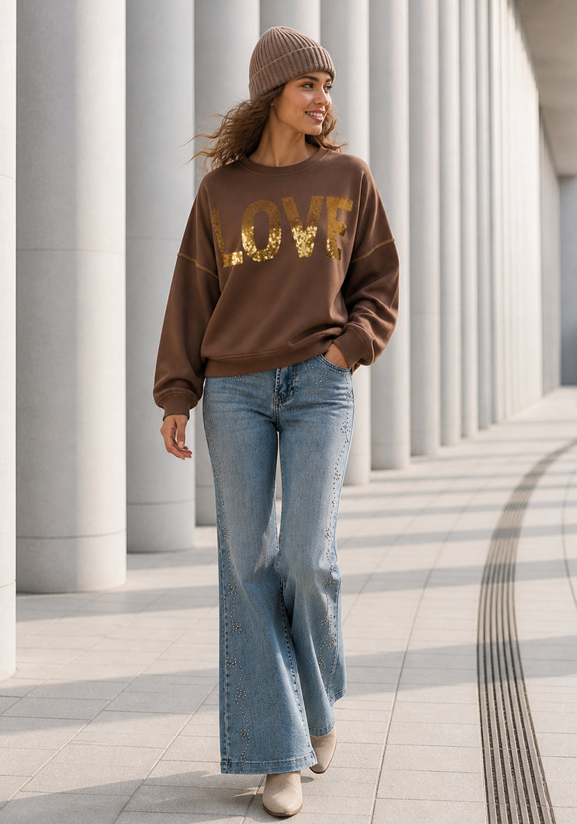 Roundneck LOVE - braun