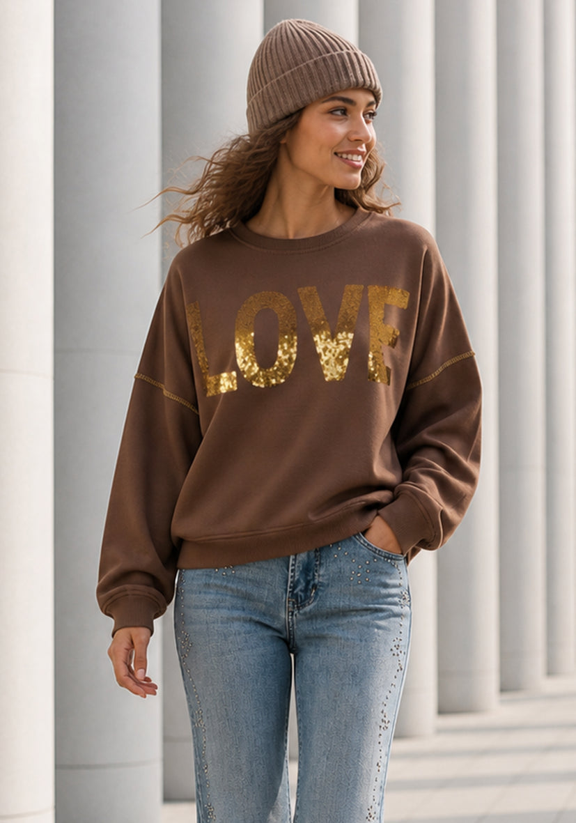 Roundneck LOVE - braun