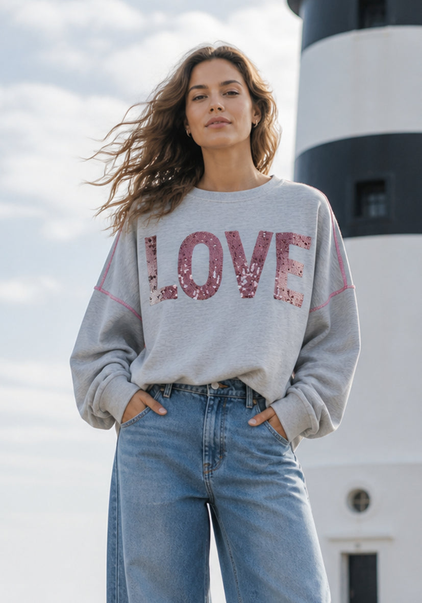 Roundneck LOVE - grau