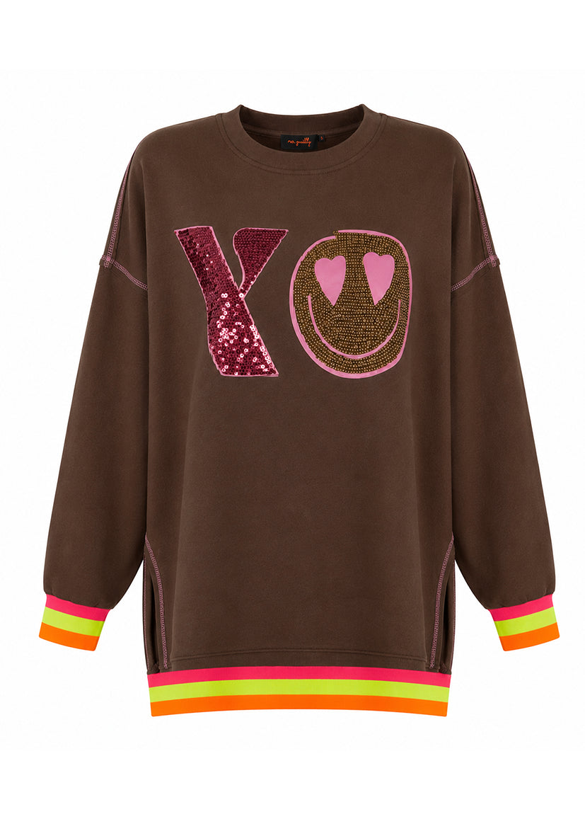 Roundneck XO Heartface - braun