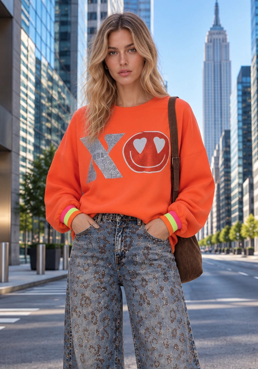Roundneck XO Leo Hearts - crocus
