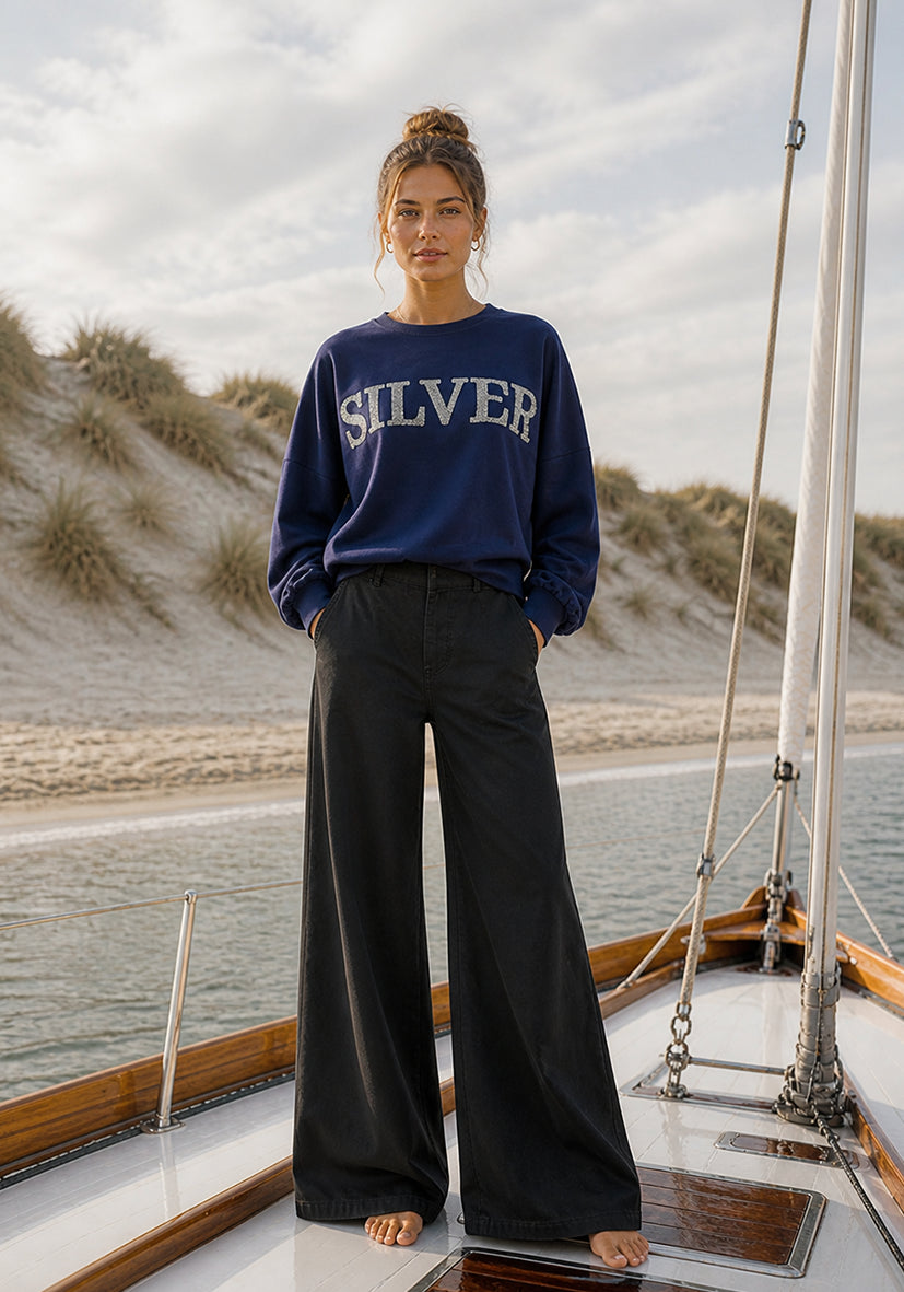 Roundneck Wide Silver - blau