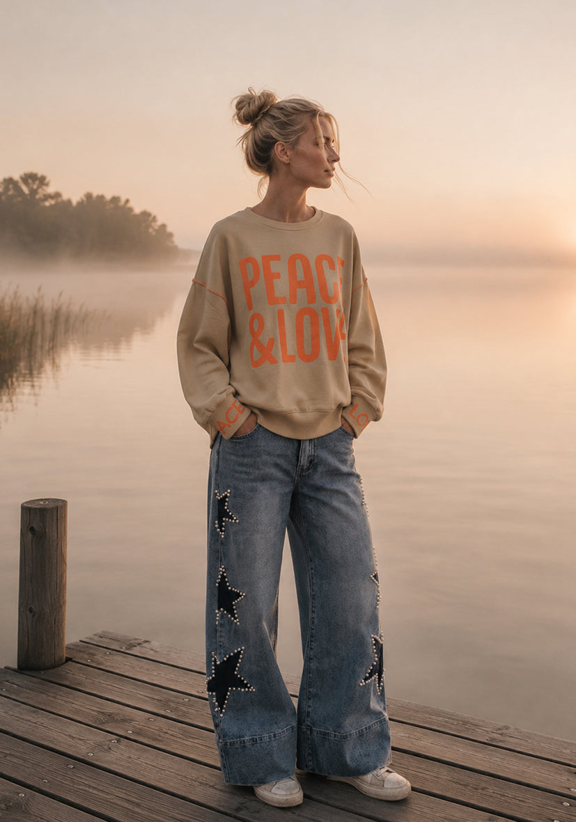 Roundneck Peace&Love - sand