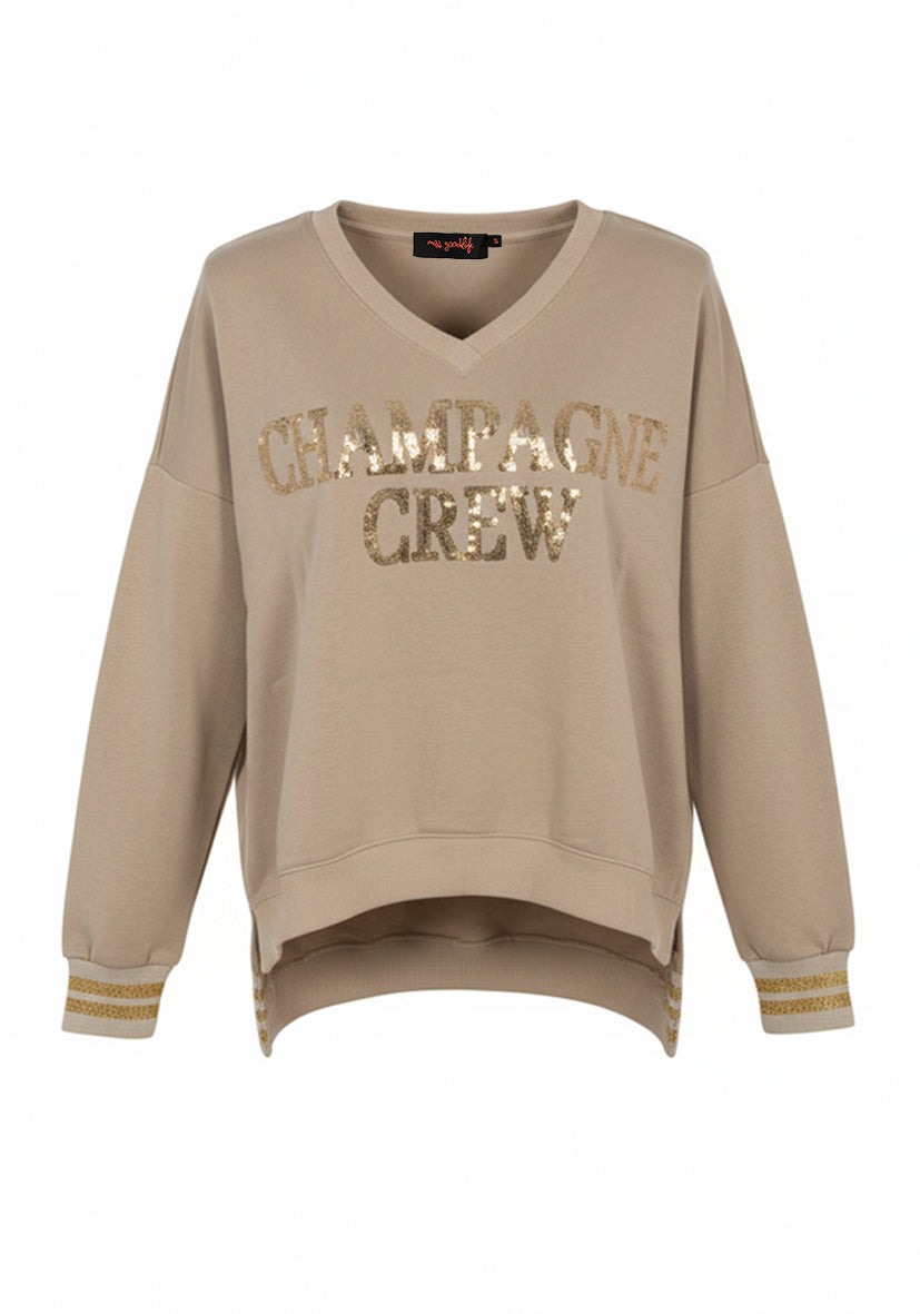 V-Neck Champagne Crew - sand