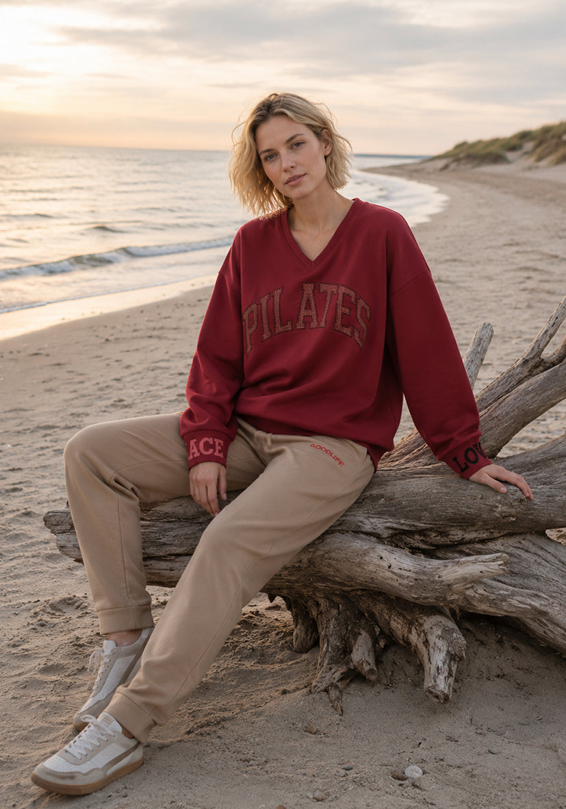 V-Neck Pilates - bordeaux