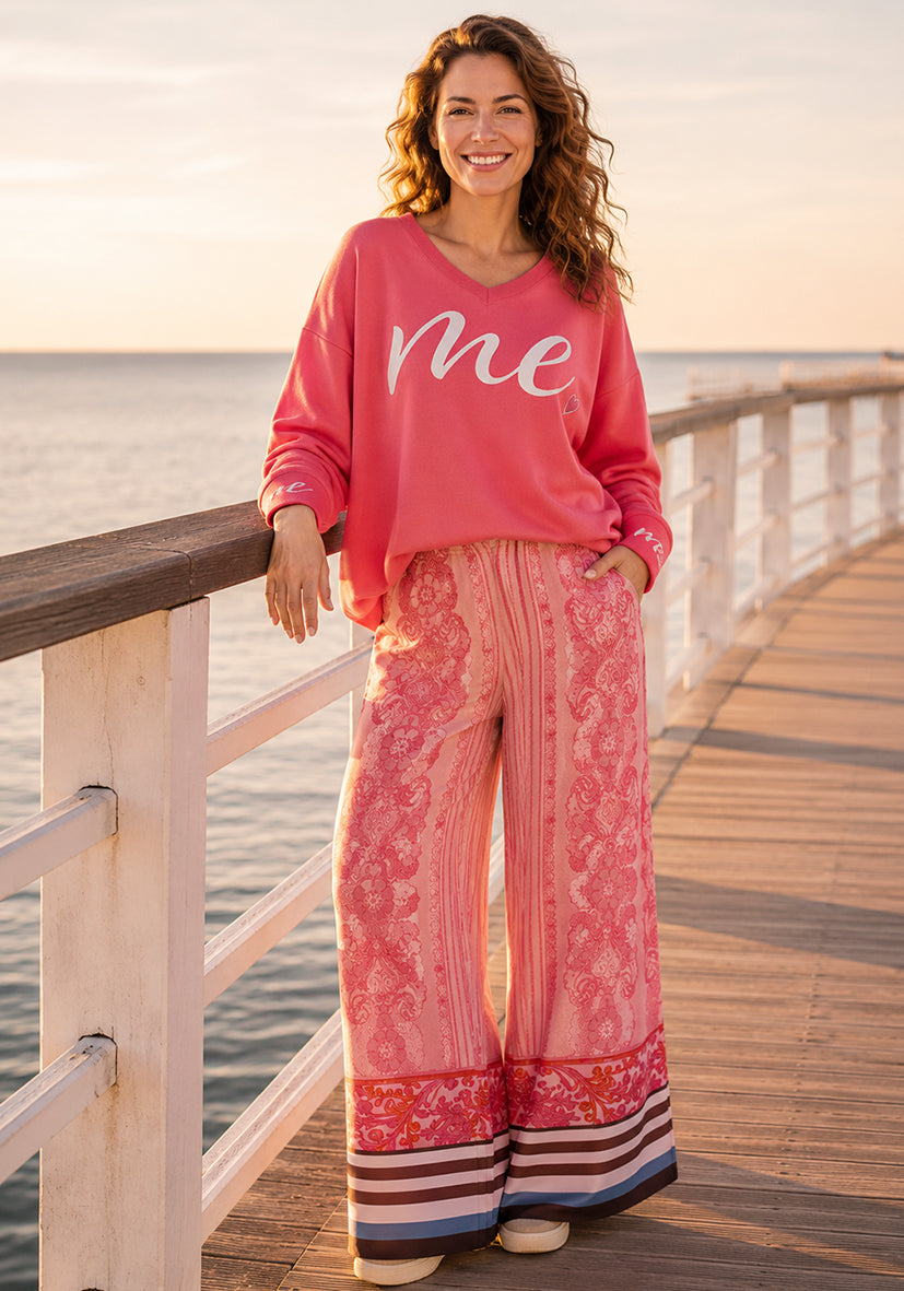 V-Neck me you - neonpink