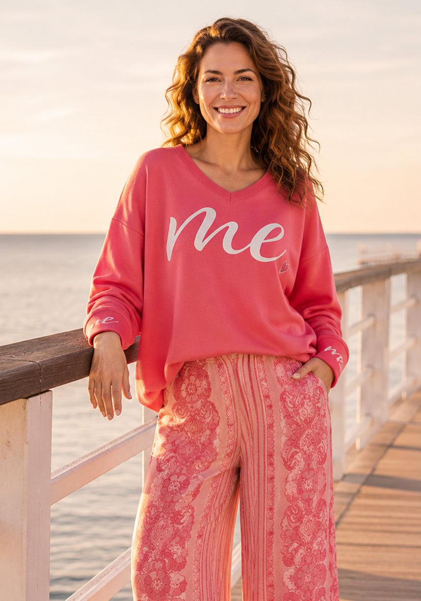 V-Neck me you - neonpink