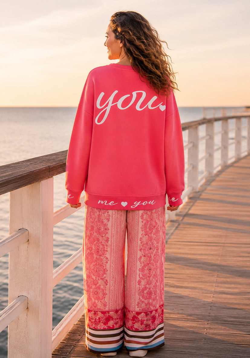 V-Neck me you - neonpink