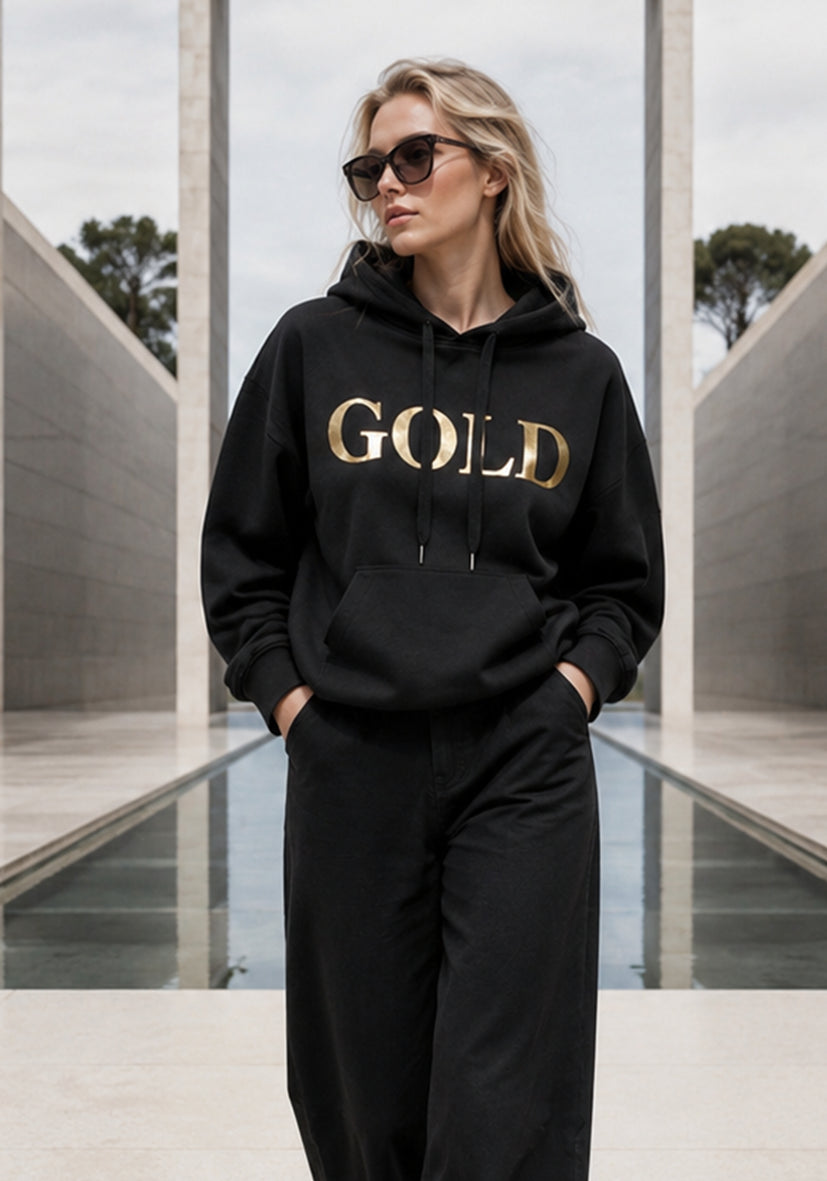 Hoodie Silver and Gold - black