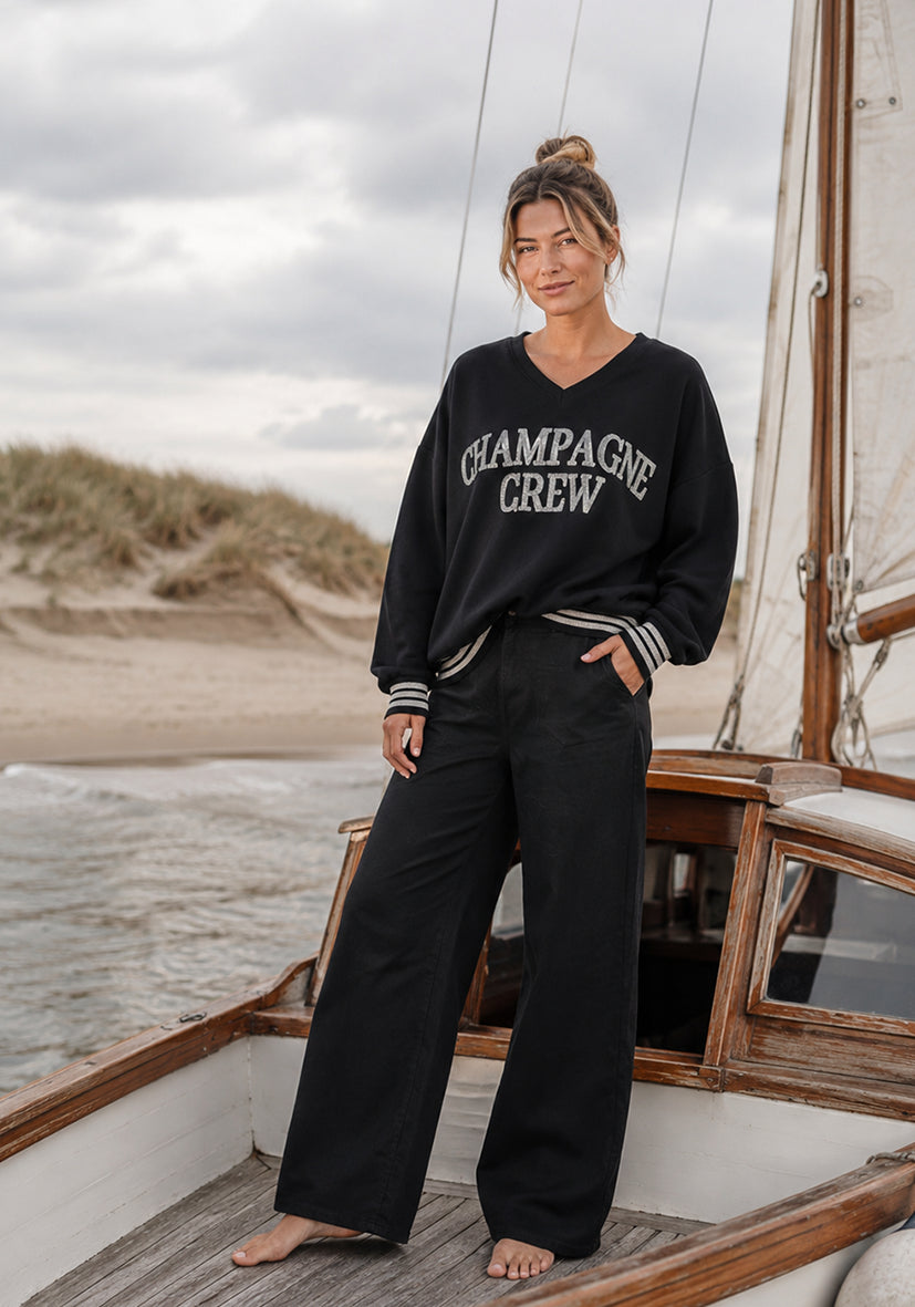 Cuello redondo Champagne Crew - negro