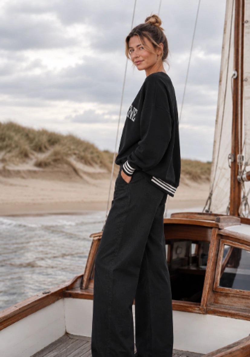 V-Neck Champagne Crew - schwarz