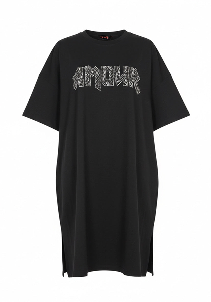 T-Shirt Dress Sparkling Amour - schwarz