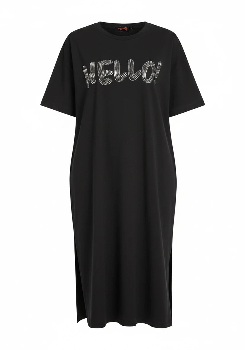 T-Shirt Dress Hello Again! - schwarz