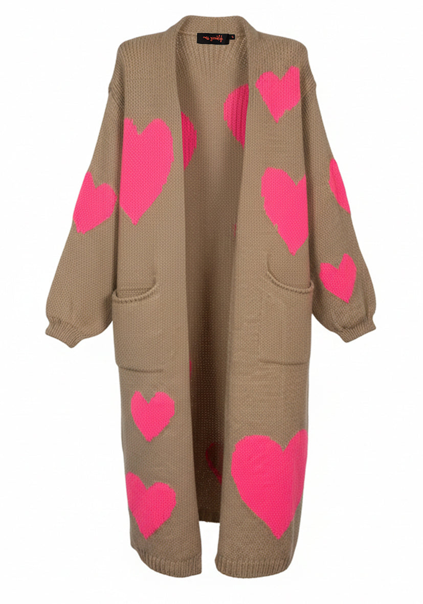 Cardigan Big Hearts - sand