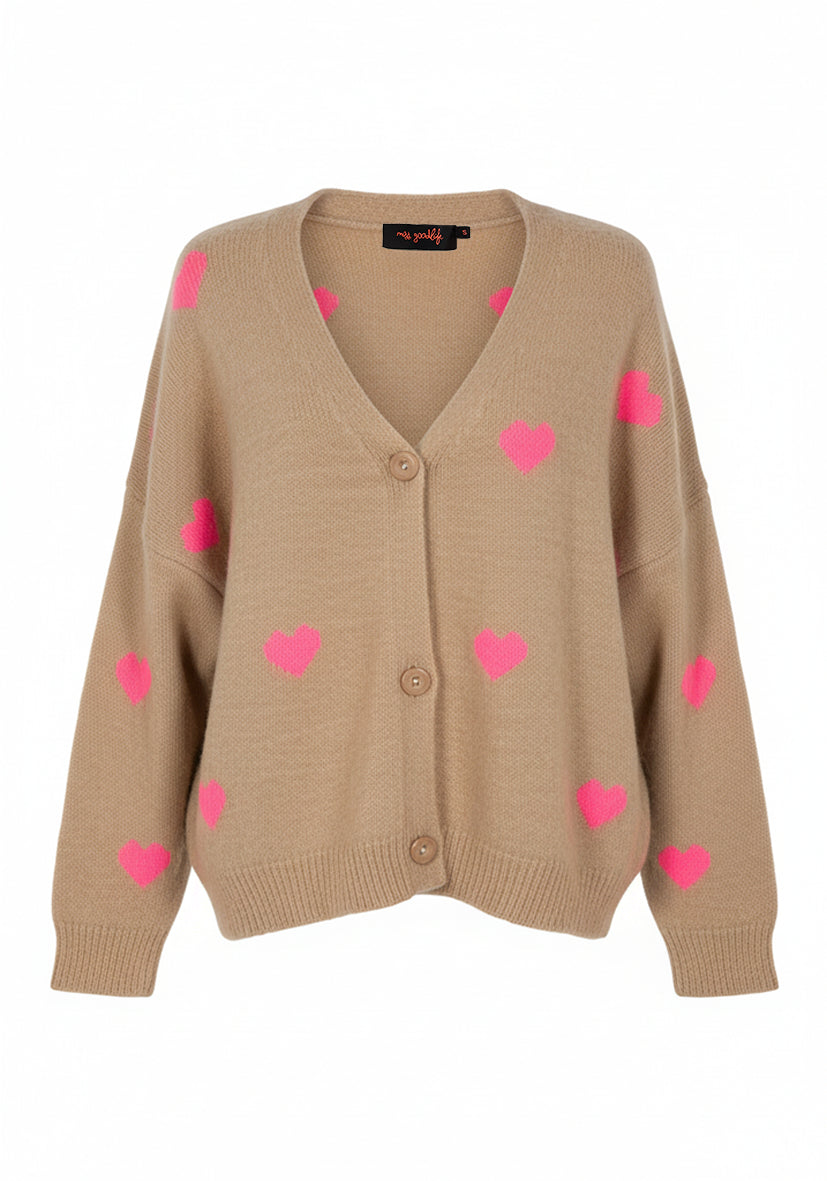 Cardigan Small Hearts Allover - sand