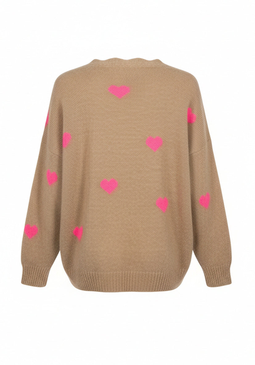 Cardigan Small Hearts Allover - sand