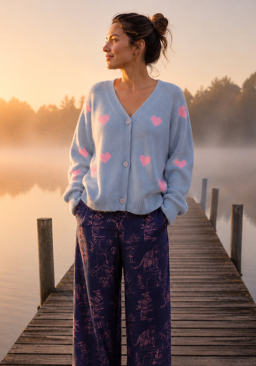 Cardigan Small Hearts Allover - blue