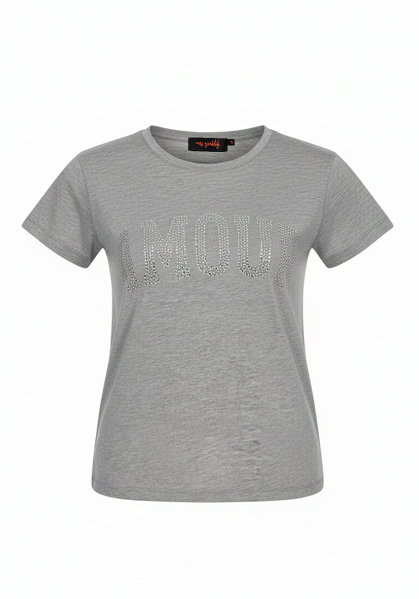 T-Shirt Roundneck Amour - grau