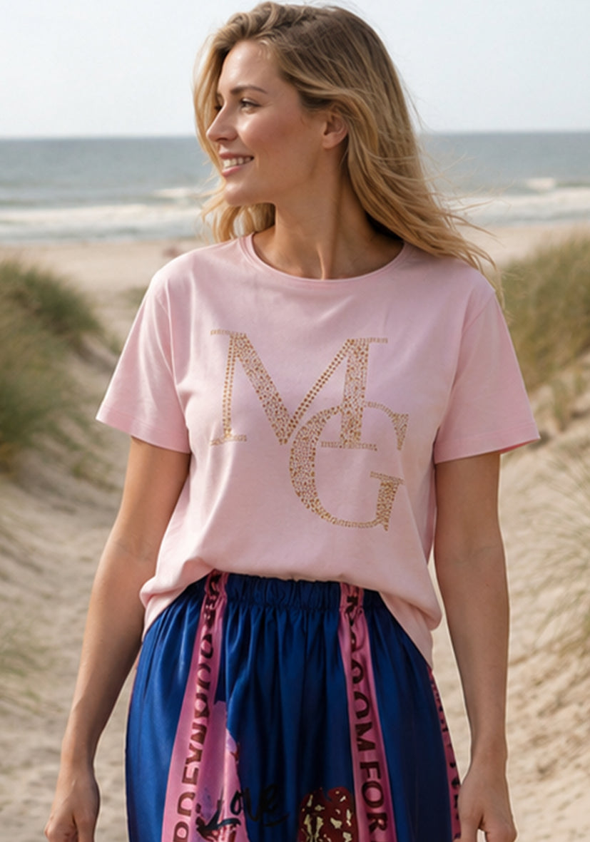 T-Shirt Roundneck MG Glitter - rosa