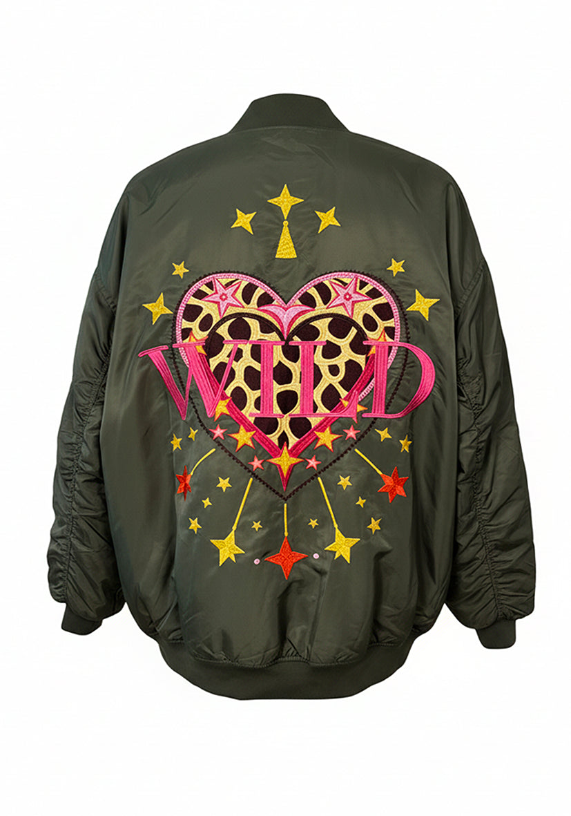 Bomberjacket Stitched Wild Heart - oliv