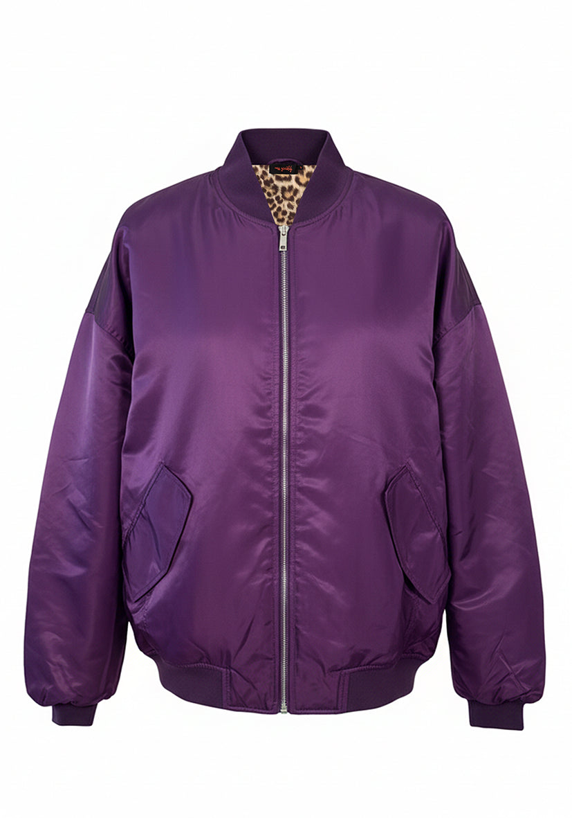 Bomberjacket Stitched Wild Heart - Pflaume