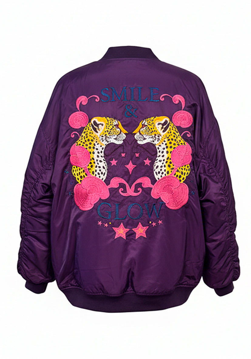 Bomberjacket Stitched Wild Heart - Pflaume