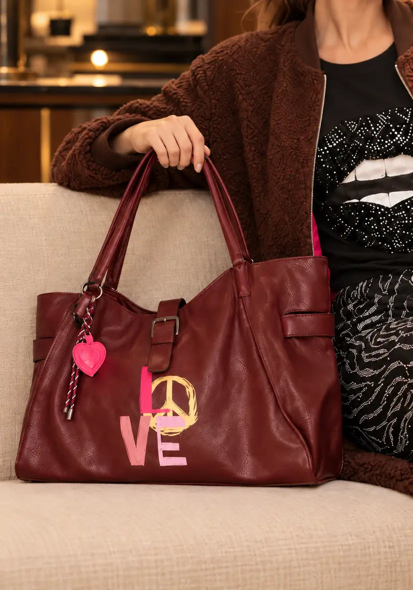Leather Shopper Love - Braun