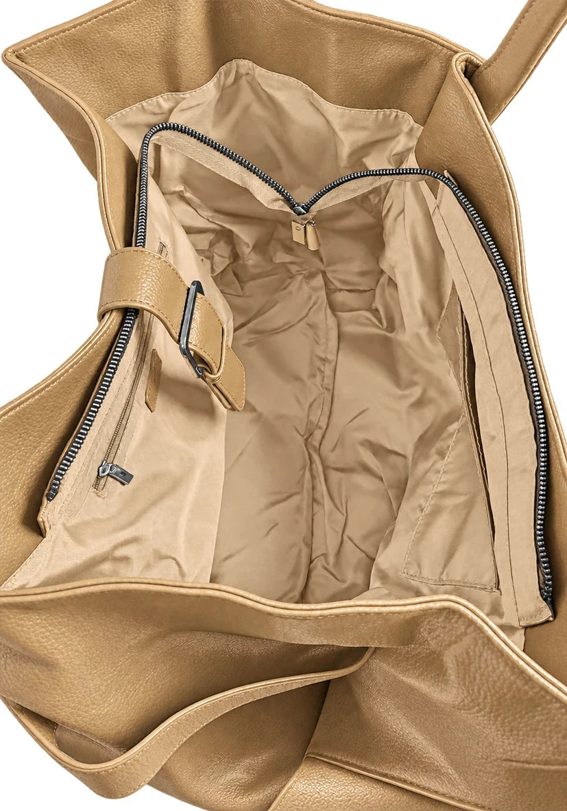 Leather Shopper Love - Sand