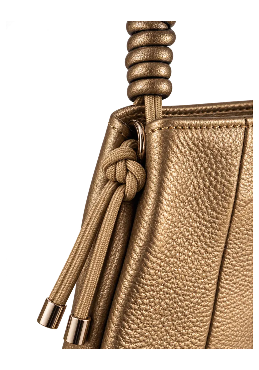 Braided Leather Bag Miss Goodlife Heartface - Beige-Gold