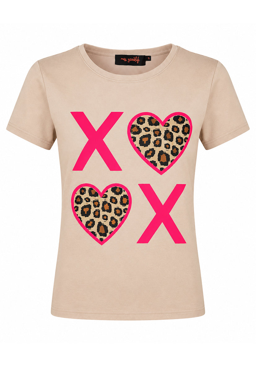 T-Shirt Roundneck XO Leo Hearts - sand