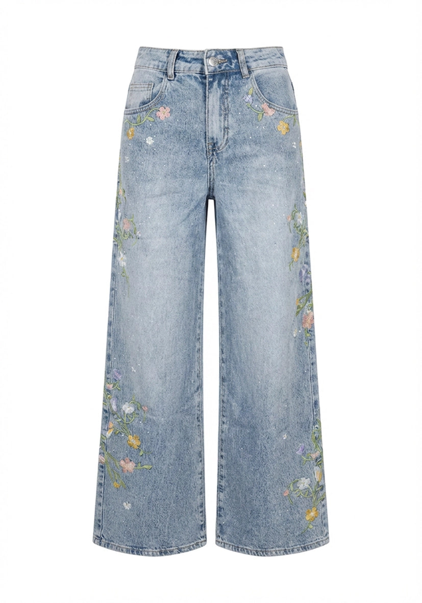 Jeans Stiched Flowers side