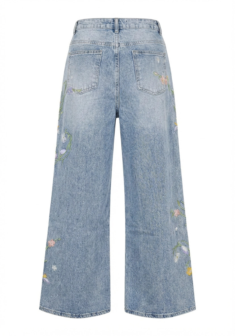 Jeans Stiched Flowers side
