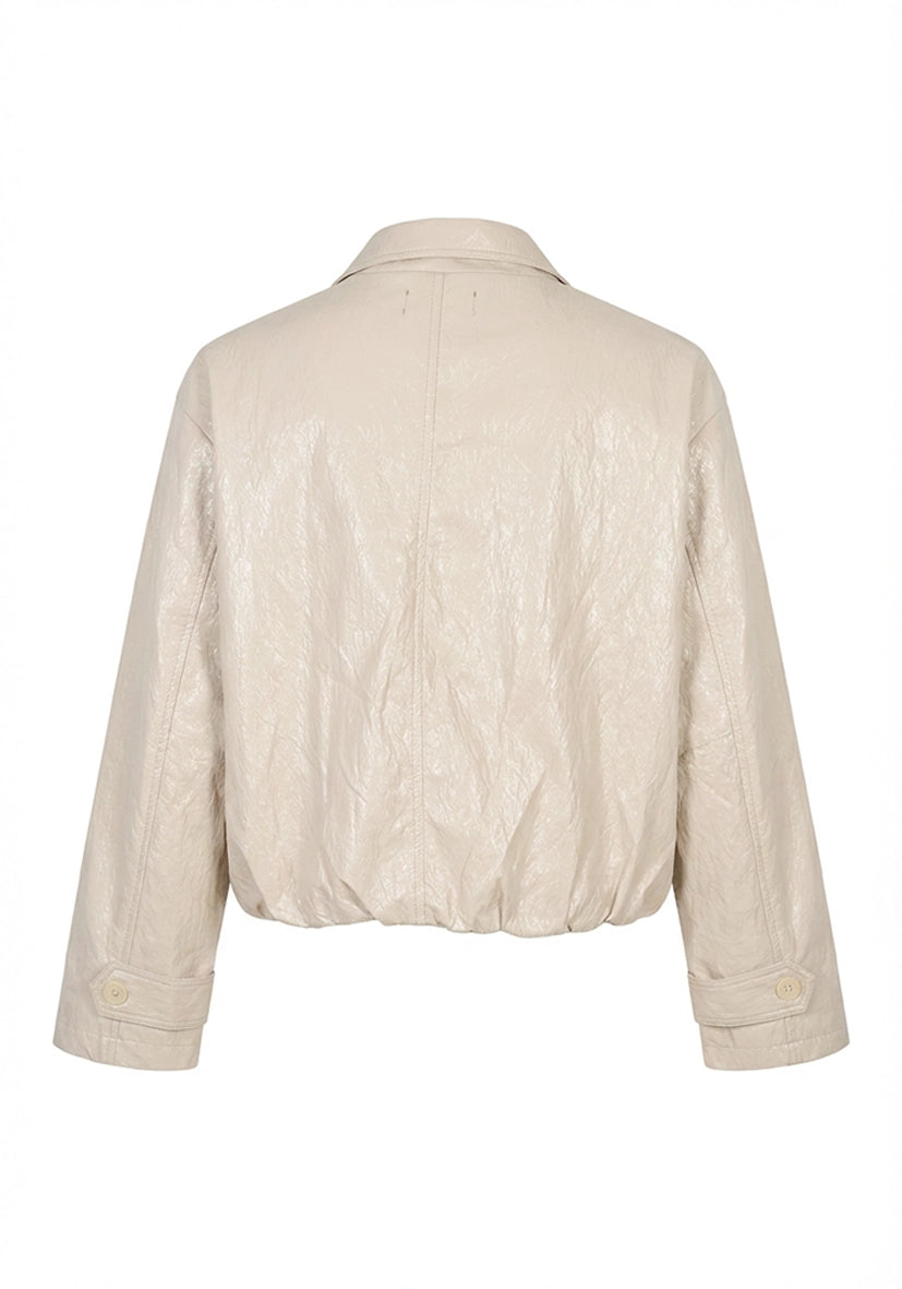 Cropped Leatherjacket - offwhite