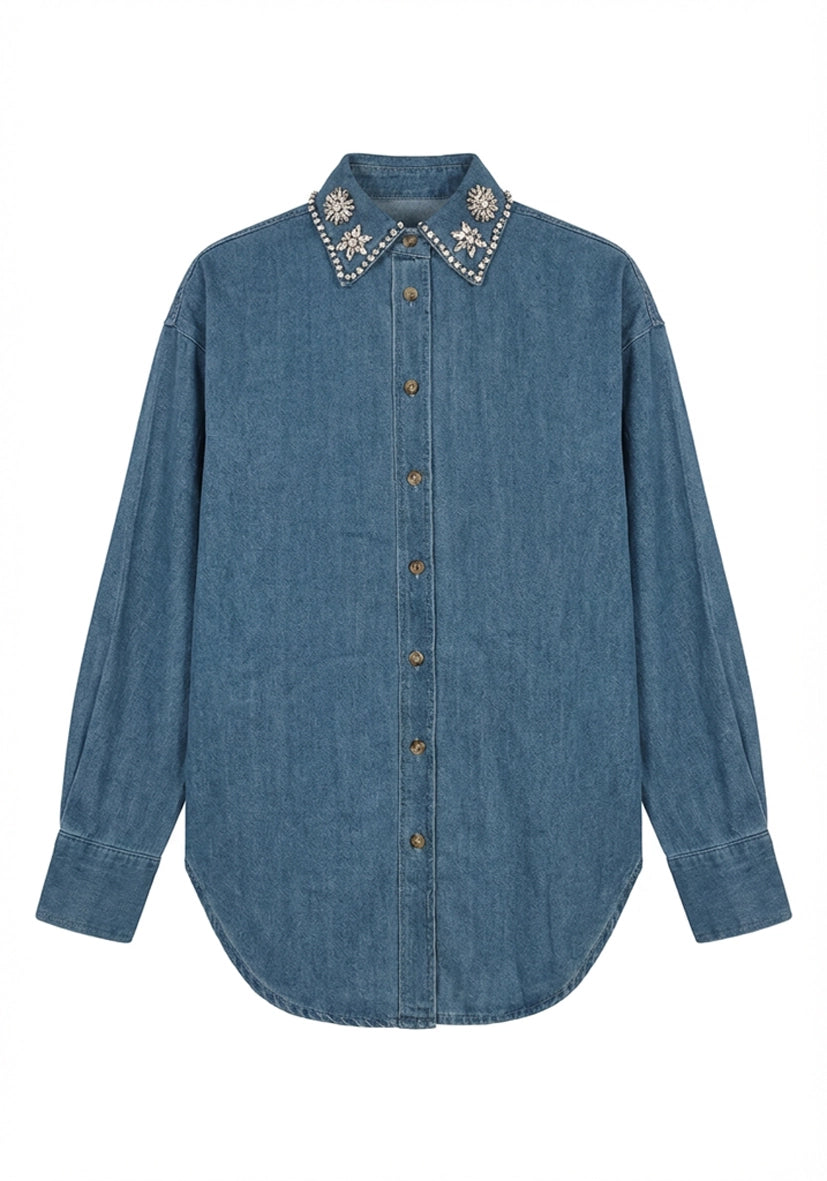 Jeans Bluse Diamond Neck