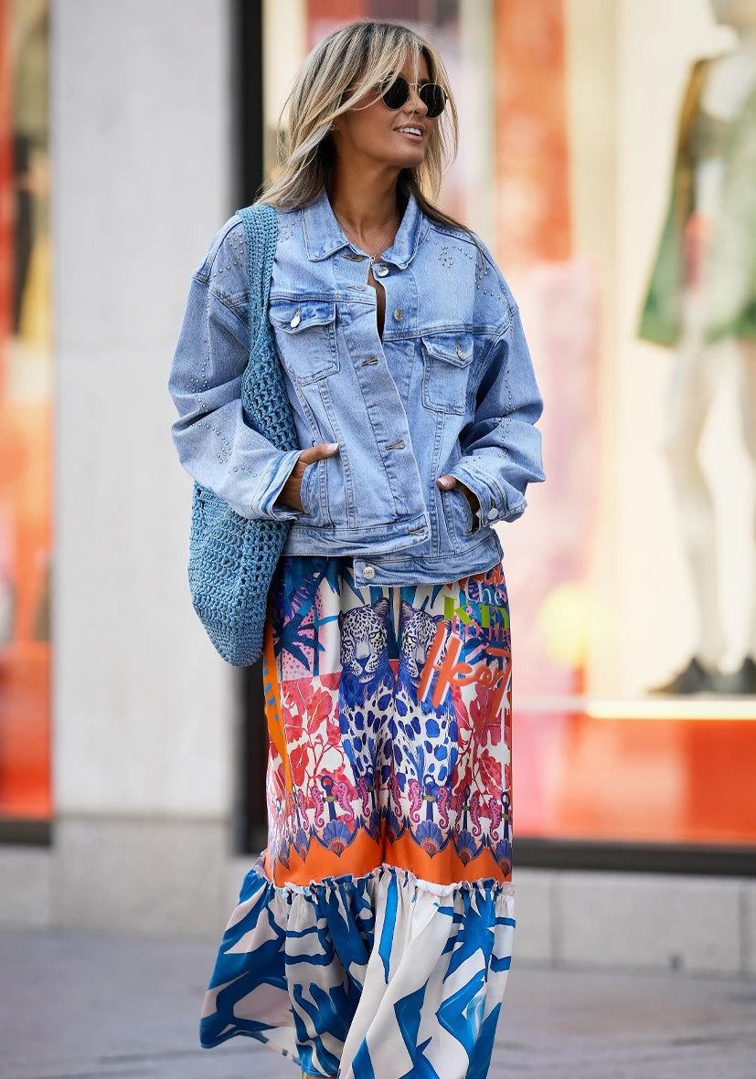Jeans Jacket Studs Line