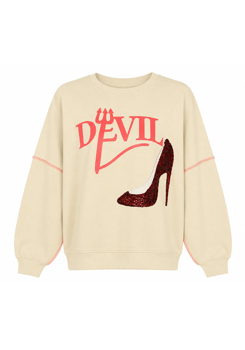 Sweatshirt Roundneck Devil Paillette - butteryellow