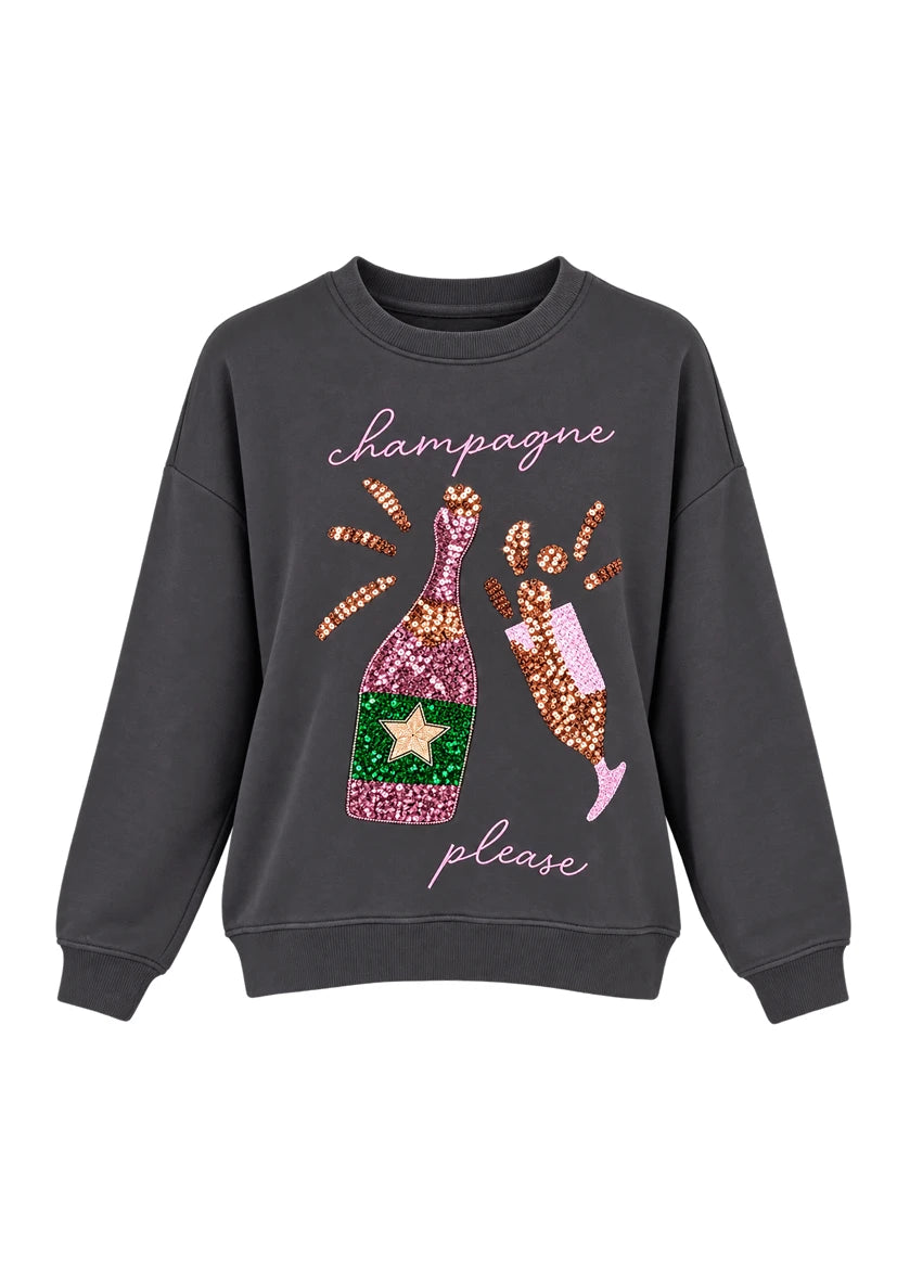 Roundneck Champagne Paillette anthrazit