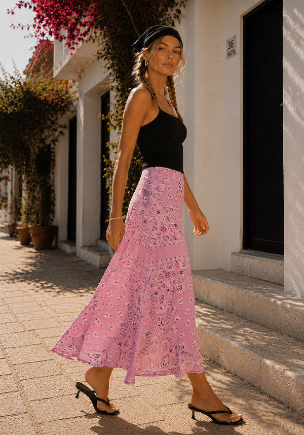 Skirt Paisley Silk - rose