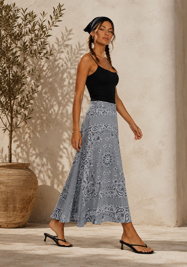 Skirt Paisley Silk - lightgrey